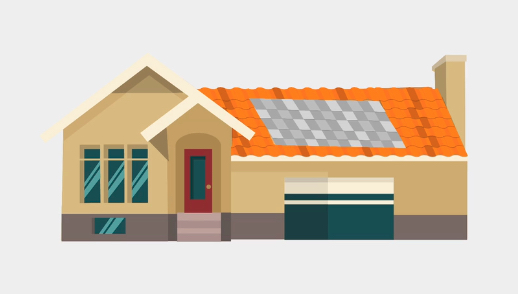 Graphic of a home with a clay tile roof