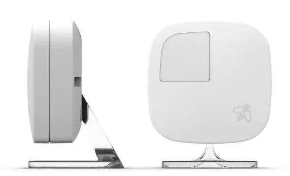 photo of front and side views of ecobee room sensors on a white background