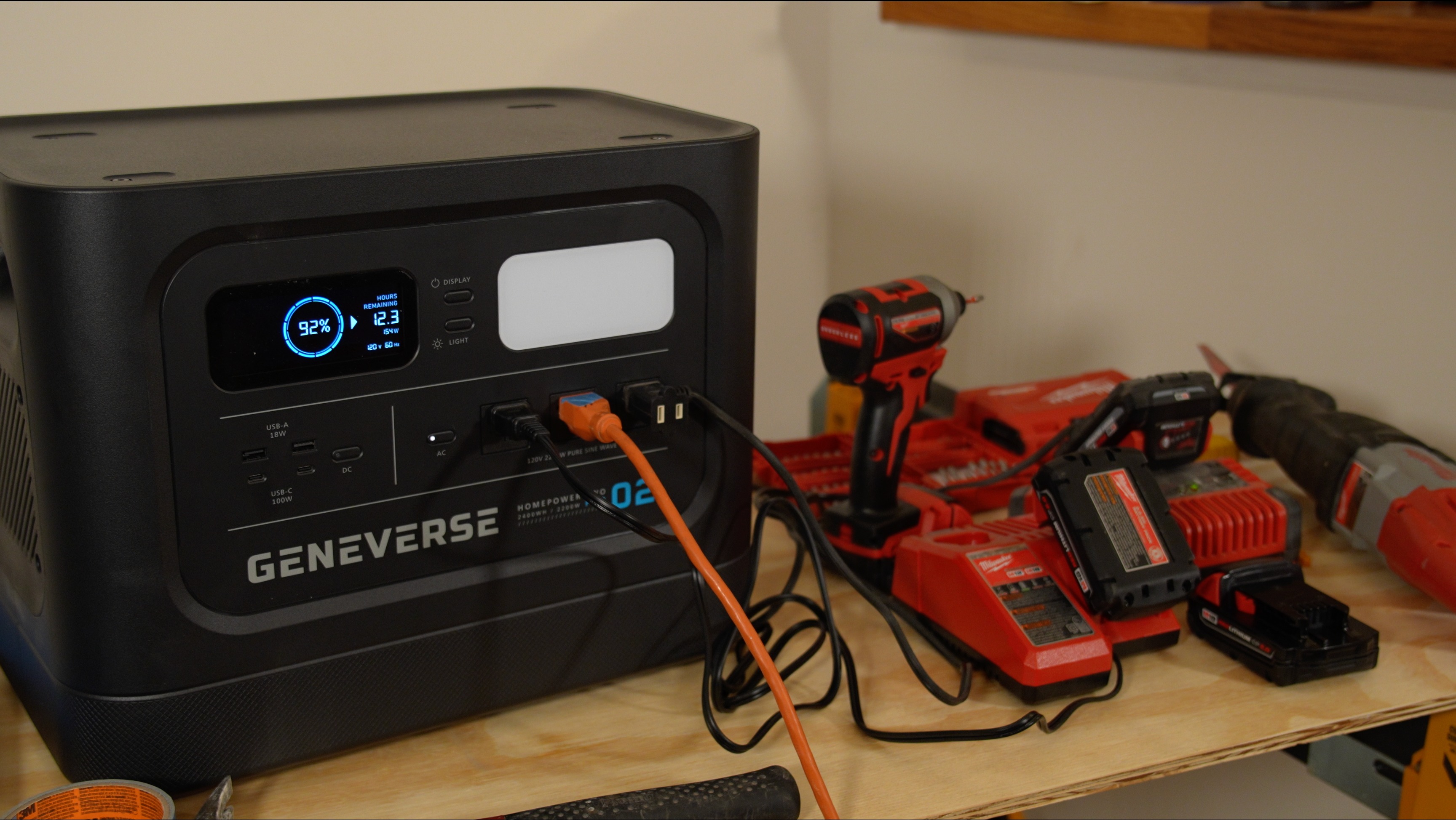 The Geneverse HomePower Two PRO charging wireless power tool batteries