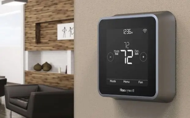 photo of The Honeywell Lyric T5+ on the wall in a home