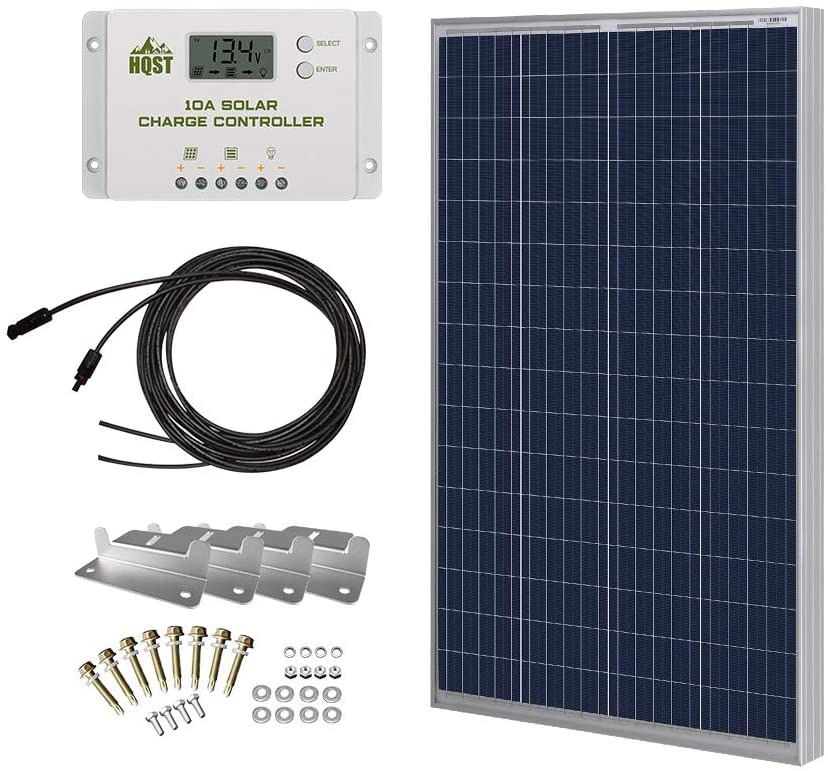 Photo of the HQST solar panel kit on a white background