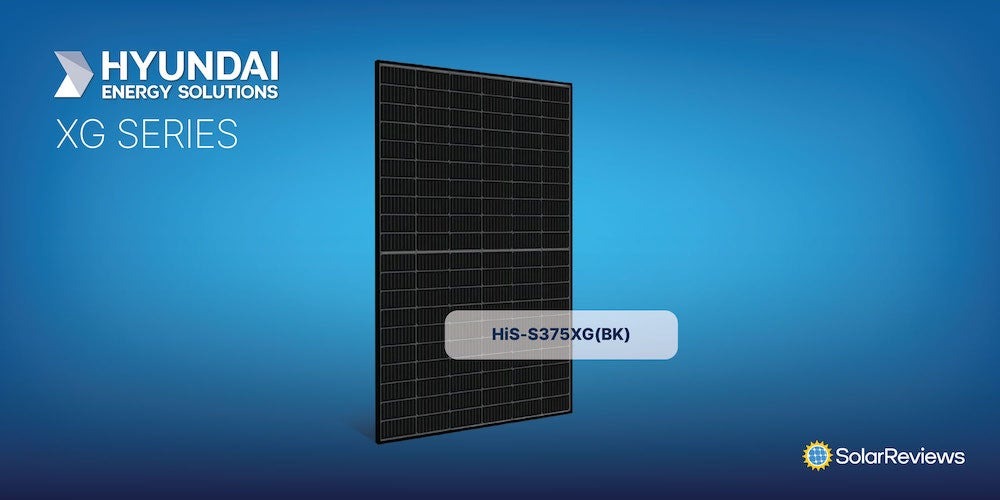 An XG series Hyundai solar panel on a blue background