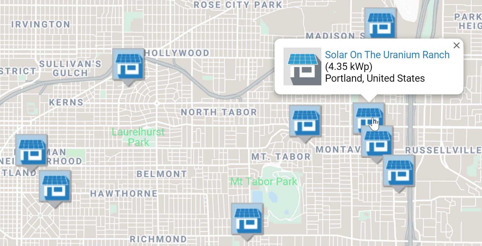 SMA Sunny Places map of solar homeowners